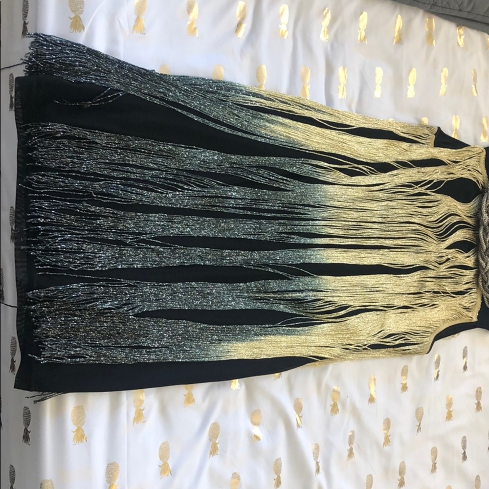 Eden Black & Gold Fringe Dress (Vintage)